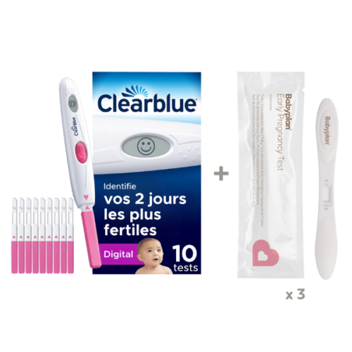 Pack Clearblue Test d'Ovulation Digital + Babyplan Test de Grossesse Précoce Stick