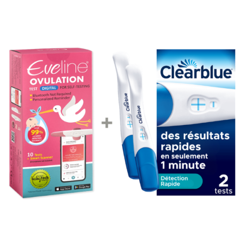 Système de fertilité intelligent Eveline et 2 tests de grossesse Clearblue Détection Rapide