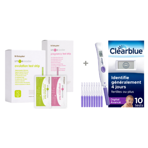 Pack avec le Test d'Ovulation Clearblue Digital Avancé (Boîte de 10) + Nouveau Kit de Test SmileReader