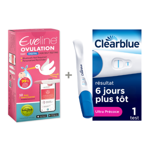 Système de fertilité intelligent Eveline et 1 test de grossesse Clearblue Ultra Précoce