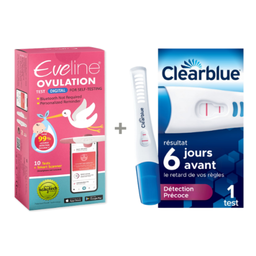 Système de Fertilité Intelligent Eveline et Test de Grossesse Clearblue Détection Ultra Précoce Avancée (Boîte de 3)