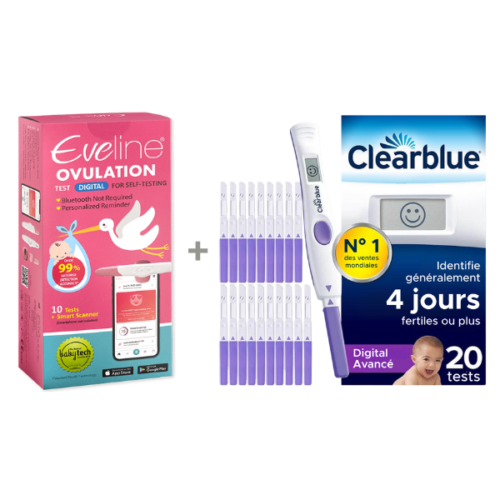Système de fertilité intelligent Eveline et 20 tests d'ovulation digital Clearblue Advanced