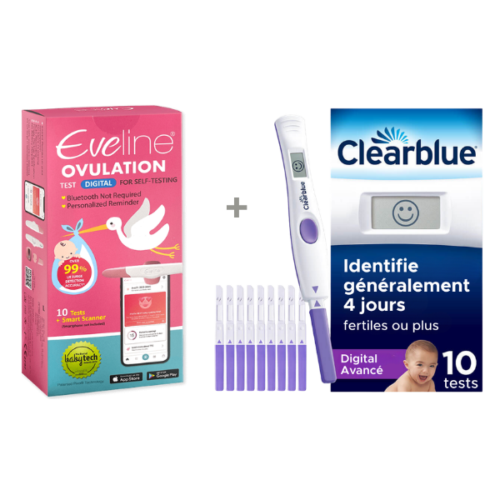 Système de fertilité intelligent Eveline et 10 tests d'ovulation digital Clearblue Advanced