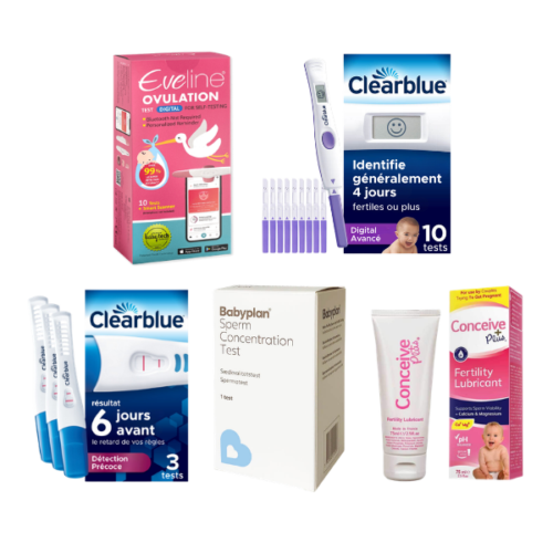 Système de Fertilité Intelligent Eveline, Test d'Ovulation Clearblue Digital Avancé Boîte de 10, Test de Grossesse Clearblue Détection Ultra Précoce Avancée Boîte de 3, Test de Sperme Babyplan & Conceive Plus 75 ml — Kit de Fertilité Avancé