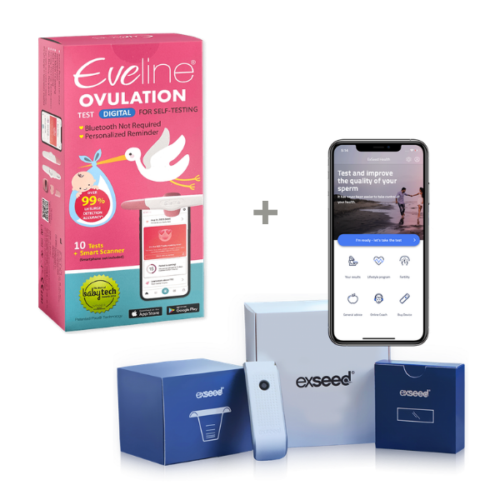 Système de fertilité intelligent Eveline & Test de sperme ExSeed Health - Kit de fertilité digital complet pour les deux partenaires