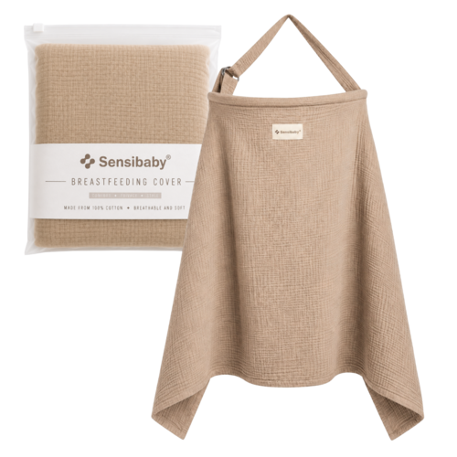 Sensibaby Tablier d'Allaitement 100% Coton Double Gaze – Ajustable et Respirant – Marron