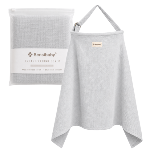 Sensibaby Tablier d'Allaitement 100% Coton Double Gaze – Ajustable et Respirant – Gris
