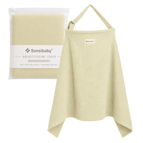 Sensibaby Tablier d'Allaitement 100% Coton Double Gaze – Ajustable et Respirant – Beige